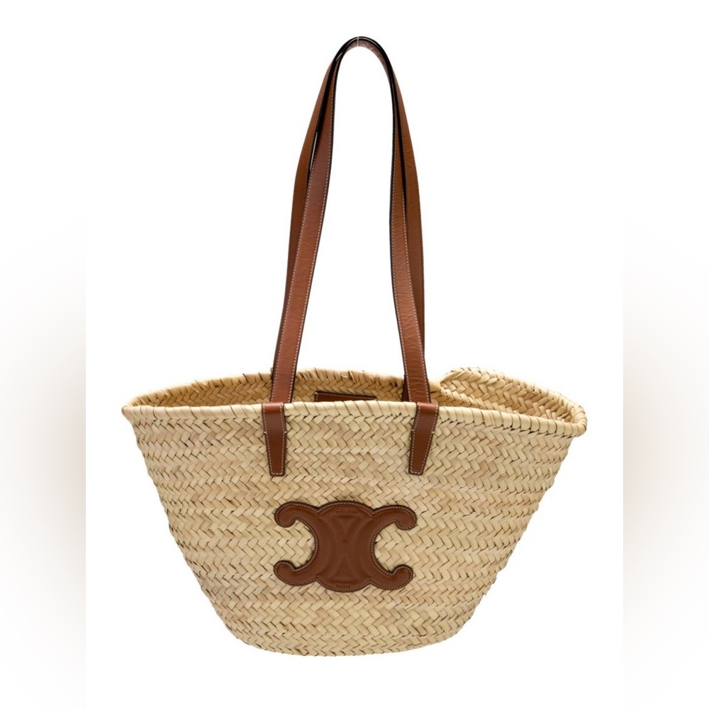 MEDIUM CELINE CLASSIC PANIER IN PALM LEAVES AND CALFSKIN